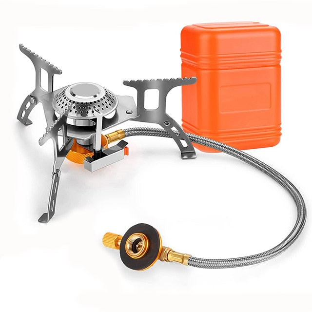 Robust Camping Gas Stove - Powerful outdoor cooking, metal construction, isobutane gas mixture