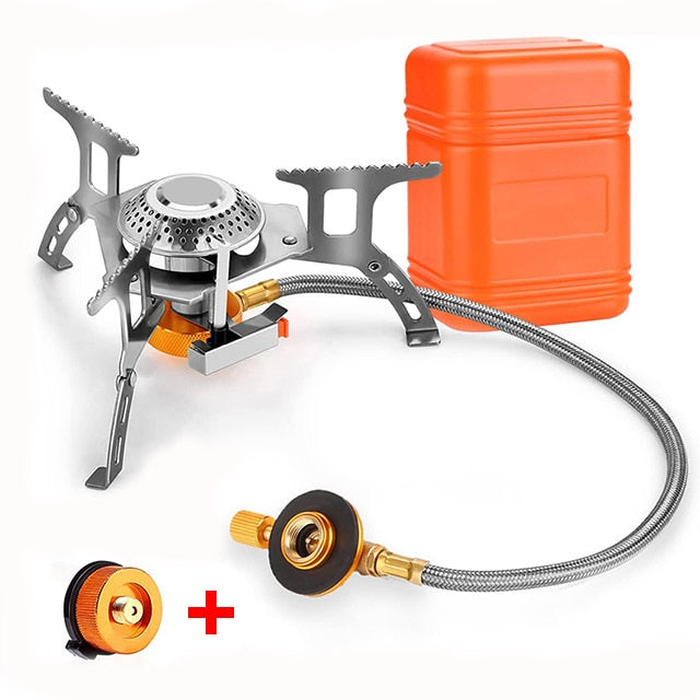 Robuster Camping Gas Kocher - Leistungsstarkes Outdoor-Kochen, Metallkonstruktion, Isobutan-Gasgemisch