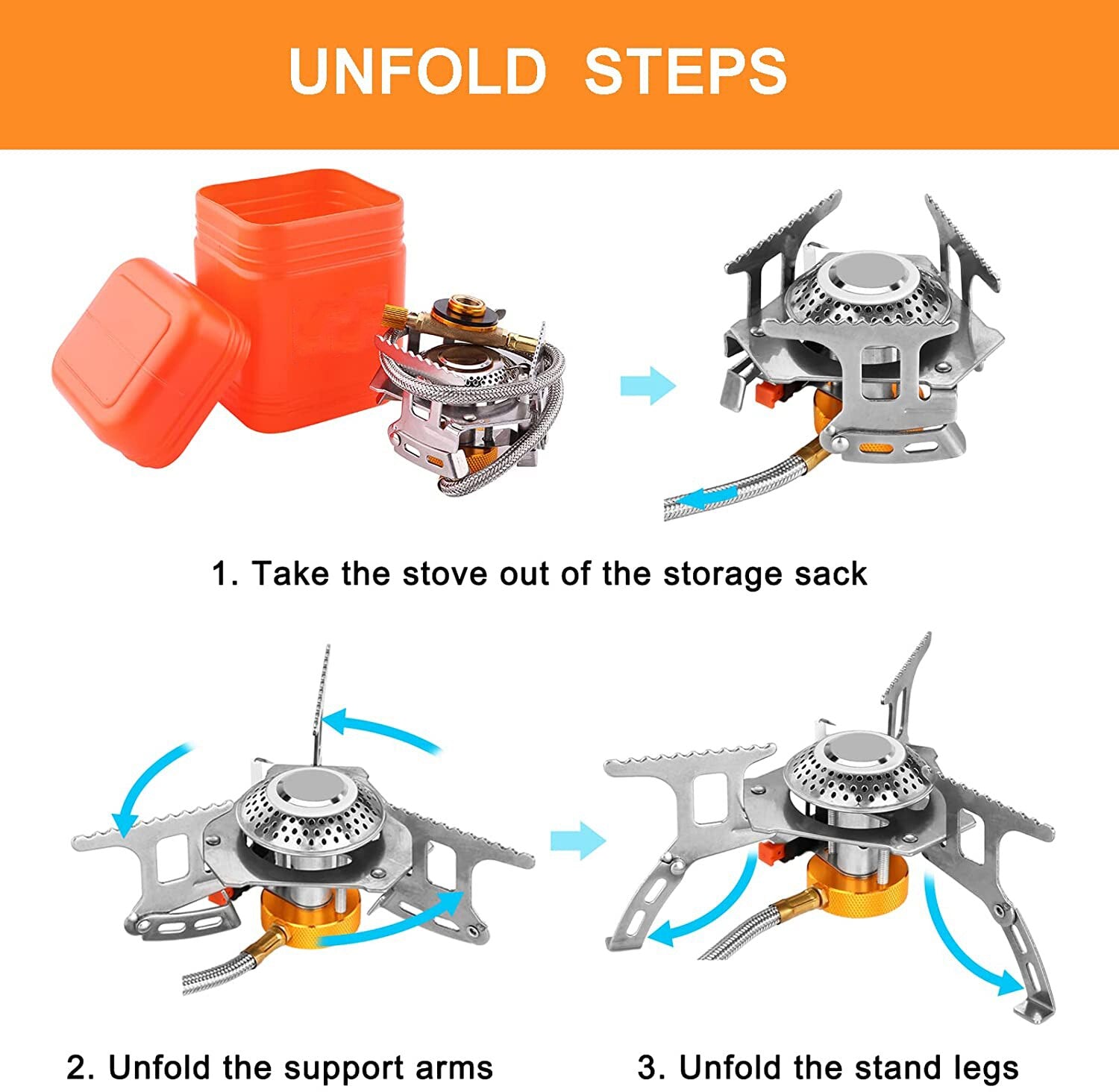 Robust Camping Gas Stove - Powerful outdoor cooking, metal construction, isobutane gas mixture