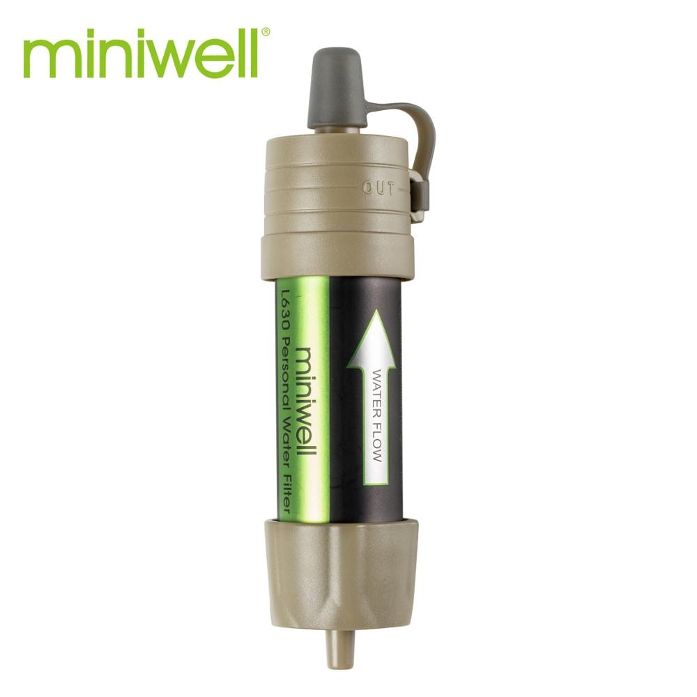 miniwell L630 Kit de supervivencia de filtro de agua portátil para exteriores con bolsa para acampar, caminar y viajar