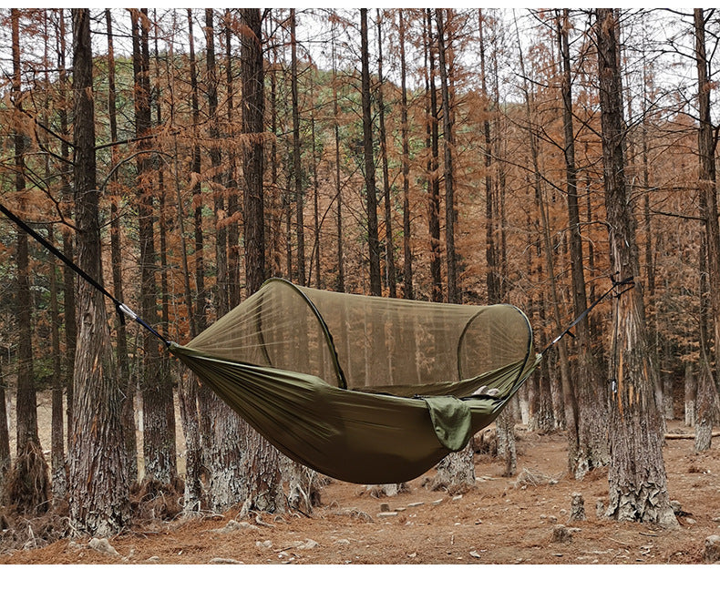 Hängematte mit Mosquito Netz - 210t faltiges Nylon, 260*140cm, bis zu 200kg Traglast, inklusive Zubehör