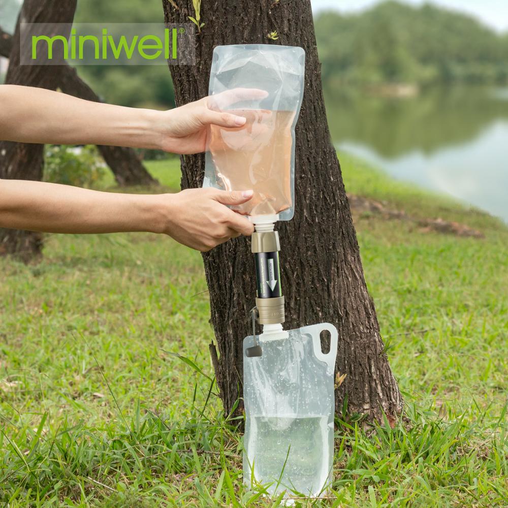 Miniwell L630 Tragbarer Outdoor Wasserfilter Survival Kit - Ideal für Camping, Wandern und Reisen - Inklusive Taschen