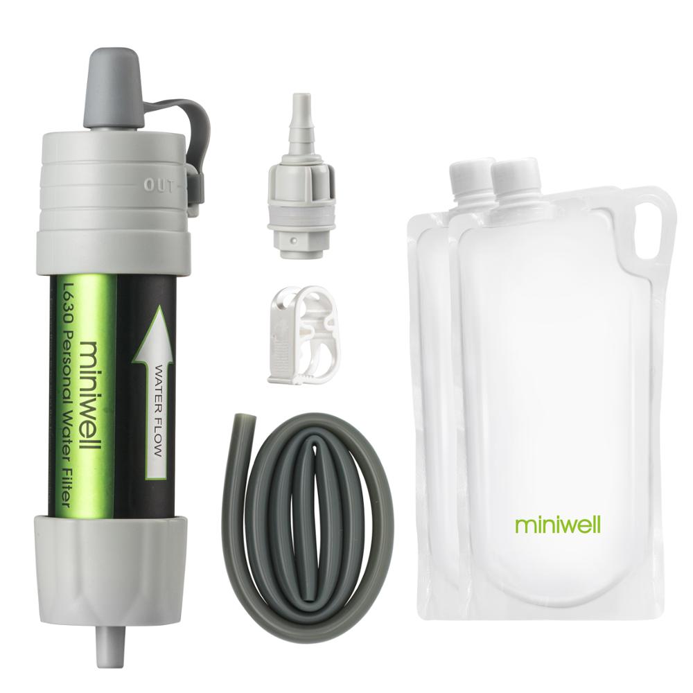 Miniwell L630 Tragbarer Outdoor Wasserfilter Survival Kit - Ideal für Camping, Wandern und Reisen - Inklusive Taschen