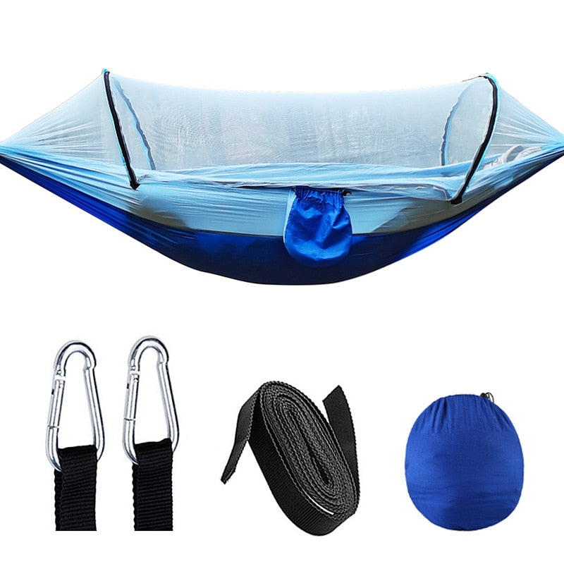 Hammock with mosquito net - 210t pleated nylon, 260*140cm, up to 200kg load, including accessories