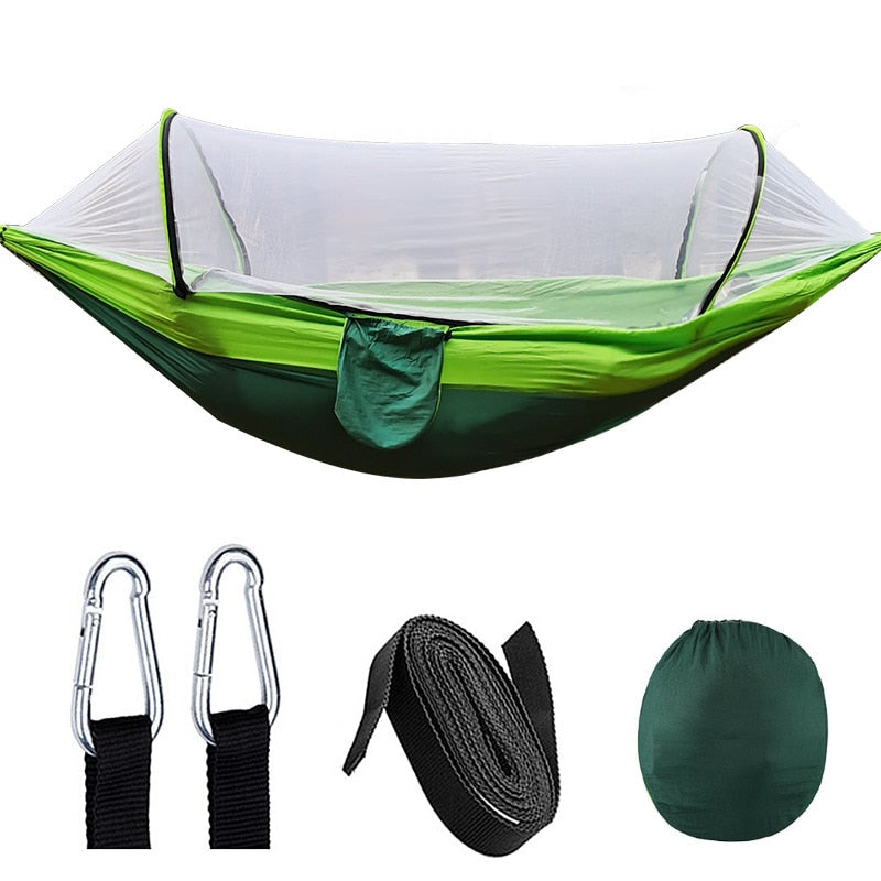 Hammock with mosquito net - 210t pleated nylon, 260*140cm, up to 200kg load, including accessories