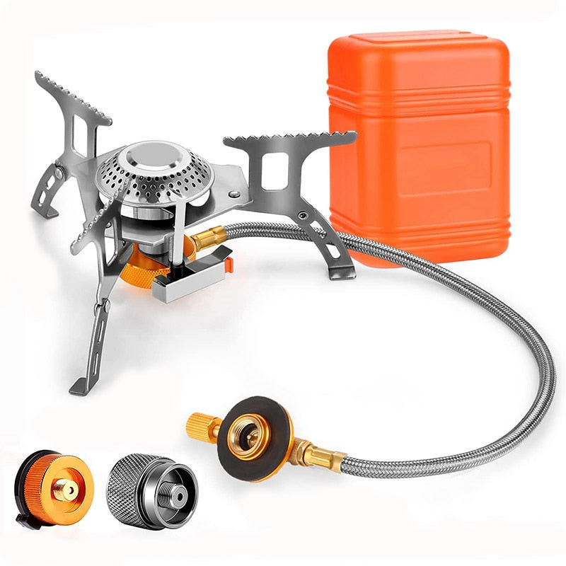 Robust Camping Gas Stove - Powerful outdoor cooking, metal construction, isobutane gas mixture